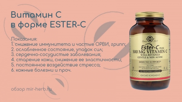 Solgar Витамин C Ester-C Описание. Достоинства формы выпуска эфира, отличия от обычной «аскорбиновой кислоты». Инструкция по применению и состав. Где купить дешевле?