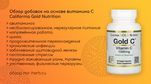 Обзор пищевых добавок с витамином С (аскорбиновая кислота) от California Gold Nutrition для детей и взрослых. Изучаем состав, дозировки и отзывы потребителей